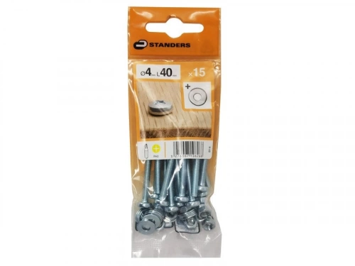 Lot De 15 Boulons Tête Cylindrique Acier Zingué, L.40 X Diam.4 Mm Standers