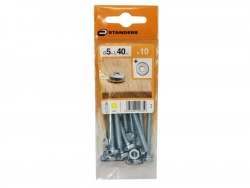 Lot De 10 Boulons Tête Cylindrique Acier Zingué, L.40 X Diam.5 Mm Standers