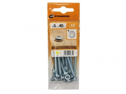 Lot De 10 Boulons Tête Cylindrique Acier Zingué, L.40 X Diam.5 Mm Standers