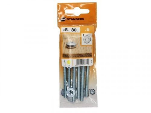 Lot De 6 Boulons Tête Cylindrique Acier Zingué, L.80 X Diam.5 Mm Standers