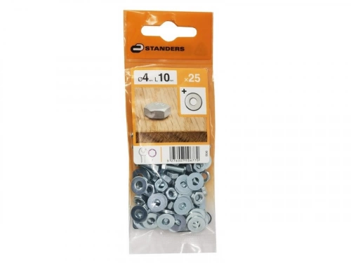 Lot De 25 Boulons Tête 6 Pans Acier Zingué, L.10 X Diam.4 Mm Standers