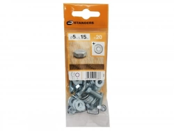 Lot De 20 Boulons Tête 6 Pans Acier Zingué, L.15 X Diam.5 Mm Standers