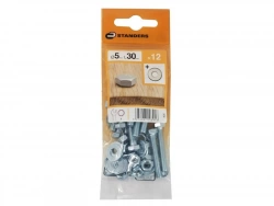 Lot De 12 Boulons Tête 6 Pans Acier Zingué, L.30 X Diam.5 Mm Standers