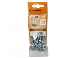 Lot De 10 Boulons Tête 6 Pans Acier Zingué, L.40 X Diam.5 Mm Standers