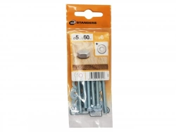 Lot De 6 Boulons Tête 6 Pans Acier Zingué, L.60 X Diam.5 Mm Standers