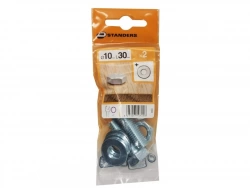 Lot De 2 Boulons Tête 6 Pans Acier Zingué, L.30 X Diam.10 Mm Standers