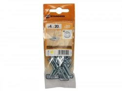 Lot De 20 Boulons Tête Autofraisée Plate Acier Zingué, L.20 X Diam.4 Mm Standers
