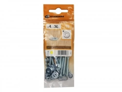 Lot De 15 Boulons Tête Autofraisée Plate Acier Zingué, L.30 X Diam.4 Mm Standers