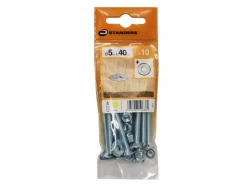 Lot De 10 Boulons Tête Autofraisée Plate Acier Zingué, L.40 X Diam.5 Mm Standers