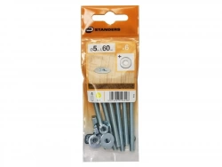 Lot De 6 Boulons Tête Autofraisée Plate Acier Zingué, L.60 X Diam.5 Mm Standers