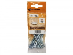 Lot De 6 Boulons Tête Ronde Et Cou Carré Acier Zingué, L.40 X Diam.5 Mm Standers