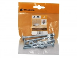 Lot De 4 Boulons Tête Ronde Et Cou Carré Acier Zingué, L.80 X Diam.6 Mm Standers