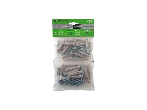 Lot De 35 Chevilles À Expansion Standers, Diam.6, 8 Et 10 Mm X L.40 Mm