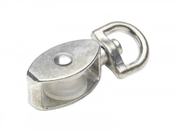 Lot De 2 Poulies À Oeil Pivot Acier Nickelé, Standers, Diam.15 X L.50 X L.15 Mm