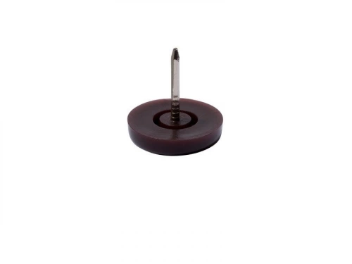 Lot de 4 patins plastique  à clou  marron 19mm