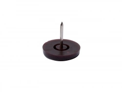 Lot de 4 patins plastique  à clou  marron 22mm