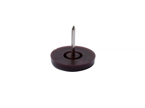 Lot de 4 patins plastique  à clou  marron 22mm