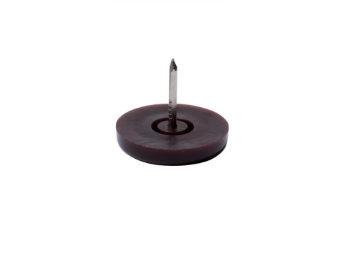 Lot de 4 patins plastique  à clou  marron 25mm