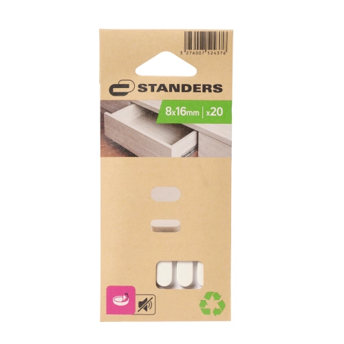 Assortiment 20 patins de pied de meuble en plastique adhésif STANDERS l.8 x 16 m