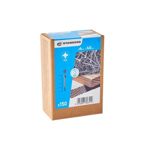 Vis agglo tete fraisee pozidriv inox A2 4x40 STANDERS boite 150 pieces