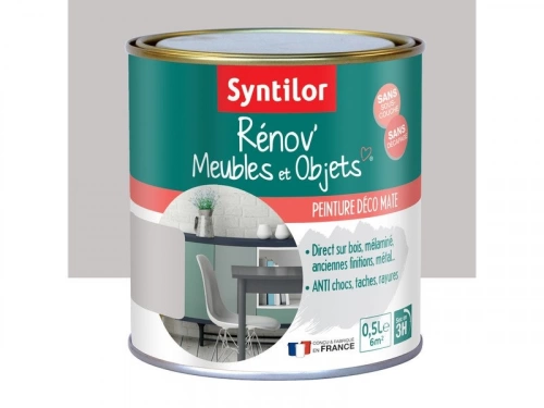 Peinture meuble et boiserie Rénov' SYNTILOR gris pierre mat 0.5 l