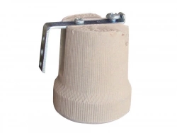 Douille porcelaine E27 en grès cérame, TIBELEC, blanc 100 W