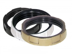 Lots De 3 Bagues Pr Douille E27 Tibelec, Plastique, Noir, Blanc Et Or