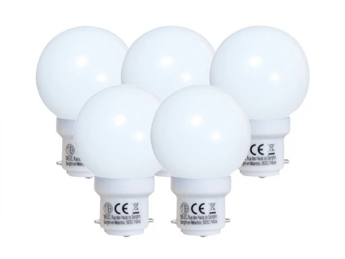 Lot de 5 ampoules led opaque sphérique B22 30 Lm = 4 W, TIBELEC