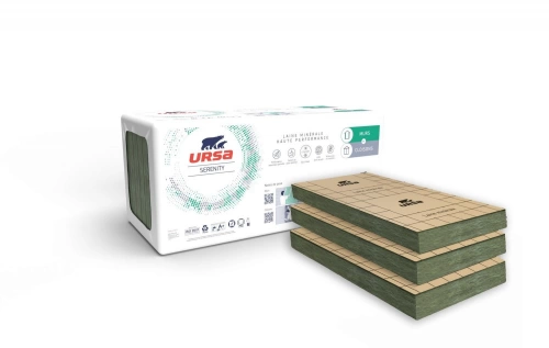 16 panneaux de laine de verre URSA SERENITY 38 kraft, Ep.45mm, 1.35x0.6m, R=1.2