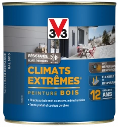 Peinture bois extérieur Climats extrêmes® V33, bleu bretagne satiné 0.5 l