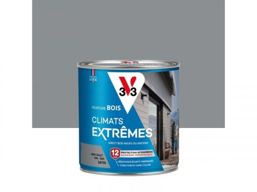 Peinture bois extérieur Climats extrêmes® V33, gris galet satiné 0.5 l