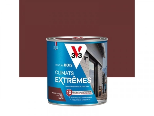 Peinture bois extérieur Climats extrêmes® V33, rouge basque satiné 0.5 l