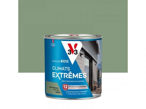 Peinture bois extérieur Climats extrêmes® V33, vert provence satiné 0.5 l