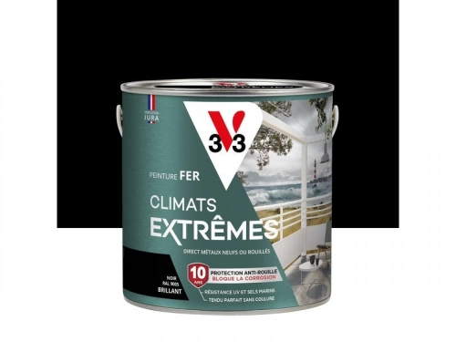 Peinture fer extérieur Climats extrêmes® V33 noir brillant 2 l