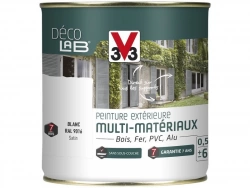 Peinture multimatériaux Extérieur Décolab® V33 Blanc Satiné 0.5 L