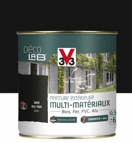 Peinture multimatériau extérieur Décolab® V33 noir satiné 0.5 l