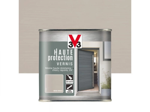 Vernis Bois Extérieur V33 Haute Protection Opaque Beige Argile Brillant 0.75 L