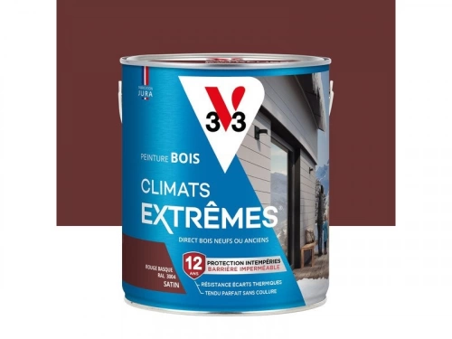 Peinture bois extérieur Climats extrêmes® V33, rouge basque satiné 2.5 l