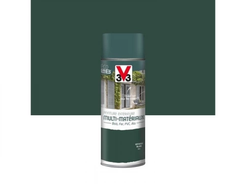 Peinture Aérosol Extérieur Multi-Matériaux V33, Vert Basque Satiné, 0.4 L