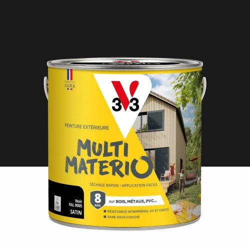 Peinture extérieure bois, fer, plastique V33 noir satiné 2l