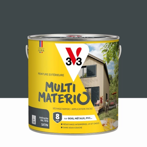 Peinture extérieure bois, fer, plastique V33 anthracite satiné 2l