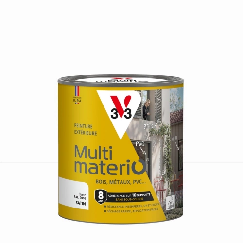 Peinture extérieure bois, fer, plastique V33 blanc satiné 0.5l