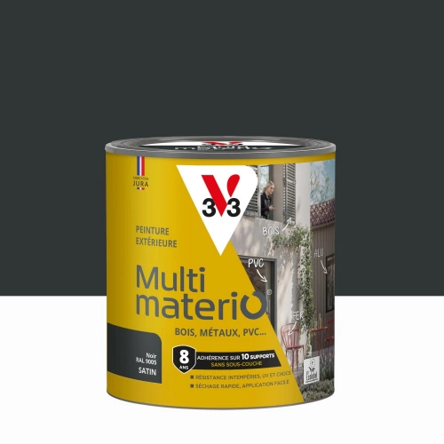 Peinture extérieure bois, fer, plastique V33 noir satiné 0.5l