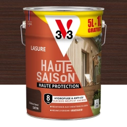 Lasure V33 haute saison 8 ans chêne foncé satiné 5L+20% gratuit