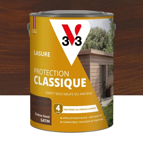 Lasure V33 Protection classique 4 ans chêne foncé satiné 5 l