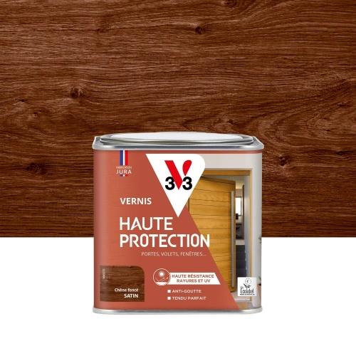 Vernis pour bois extérieur V33 Haute protection chêne foncé satiné 0.5 l