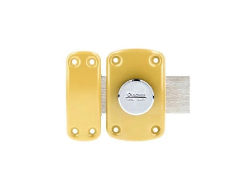 Verrou VACHETTE CYCLOP à bouton et cylindre 5 goupilles diamètre 23 mm, longueur 45 mm, 3 clés, bronze