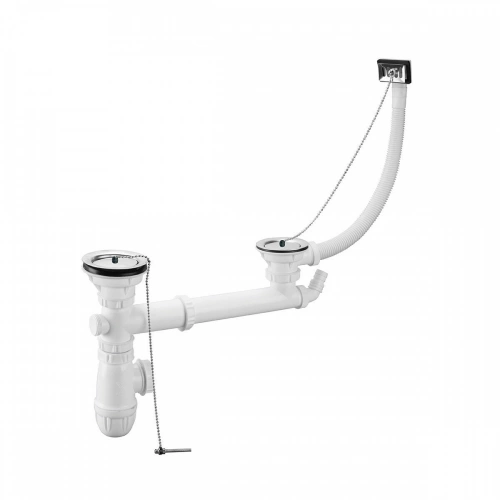 Vidage évier grès 2 cuves diam.60 + trop plein