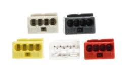 Lot de 5 bornes de raccordement S243 - Conducteurs souples et rigides - 0.6 à 0.8 mm² - 4 pôles - Wago