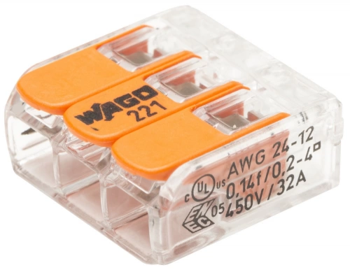 Lot de 10 bornes WAGO levier 3 fils 4mm²